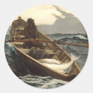 The Fog Warning by Winslow Homer Classic Round Sticker