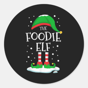 The Foodie Elf Christmas Family Matching Xmas Grou Classic Round Sticker