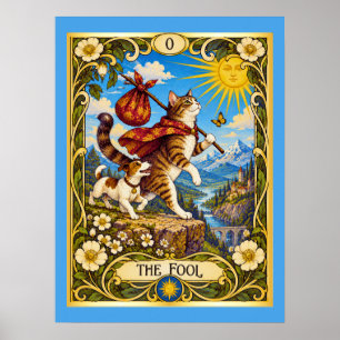 The Fool Cat Tarot - A Journey Begins Poster
