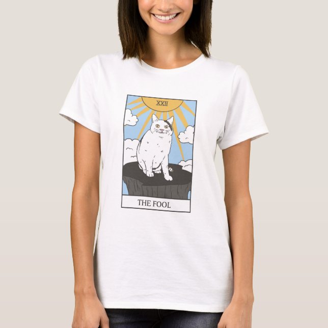 The Fool Cat Tarot Card T-Shirt (Front)