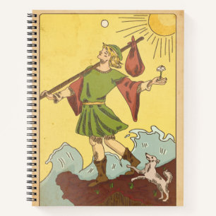 The Fool major arcana tarot card dog distressed Notebook