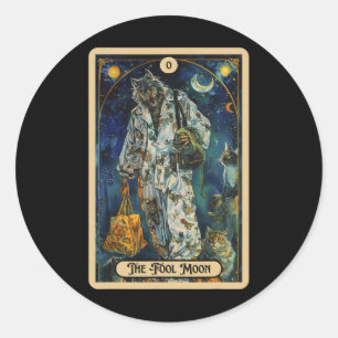 The Fool Moon Werewolf (the Fool) Halloween Tarot Classic Round Sticker