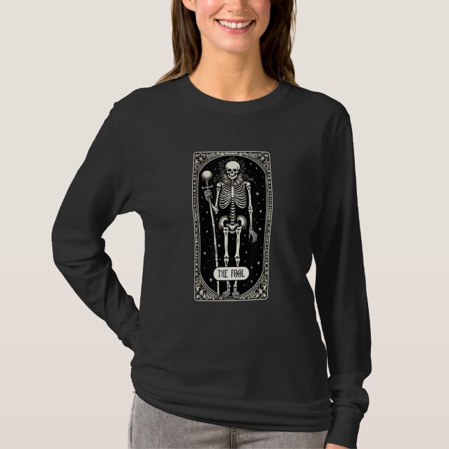 The Fool Skeleton Tarot Card 1 T-Shirt (Front)