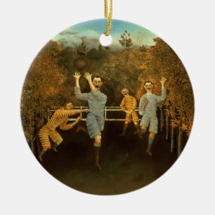 The Football players,1908 (oil on canvas) Ceramic Tree Decoration