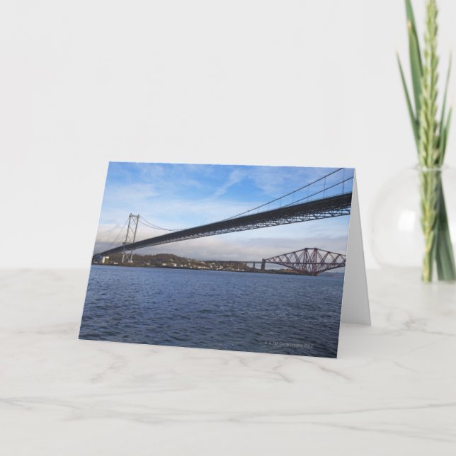 The foreground Forth Road Bridge is a suspension b Card (Front)