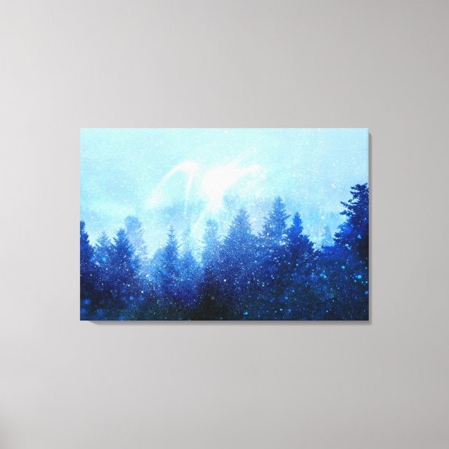 The forest awakens from the mist canvas print (Front)