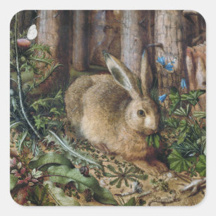 The Forest Hare,Antique Wildlife Paintings Square Sticker