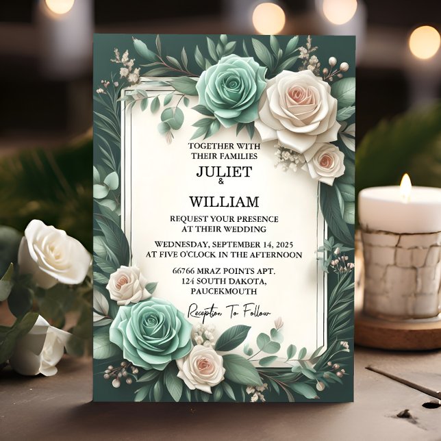 The Forest Nature Garden Plant Dark Green Wedding Invitation (Creator Uploaded)