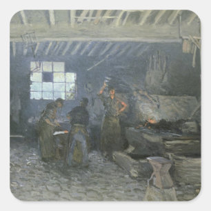 The Forge at Marly-le-Roi, Yvelines, 1875 Square Sticker