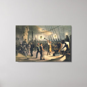 The Forge on Deck of the Great Eastern, night of A Canvas Print