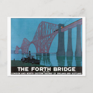 The Forth Bridge Vintage Travel Poster Postcard