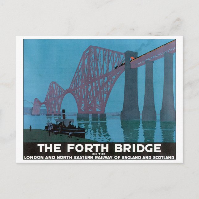 The Forth Bridge Vintage Travel Poster Postcard (Front)