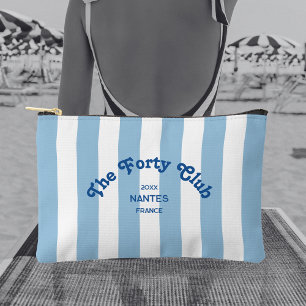 The Forty Club Blue Cabana Stripe 40th Birthday  Accessory Pouch