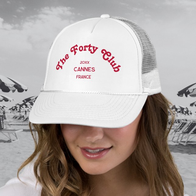 The Forty Club Retro Red Custom Crest White  Trucker Hat (Creator Uploaded)