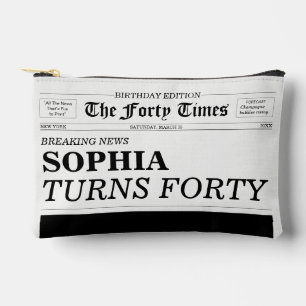 The Forty Times Newspaper 40th Birthday Party Accessory Pouch