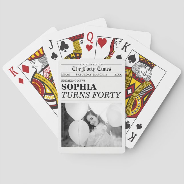 The Forty Times Newspaper 40th Birthday Party Playing Cards (Back)