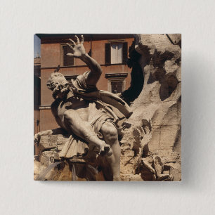The Fountain of the Four Rivers 15 Cm Square Badge