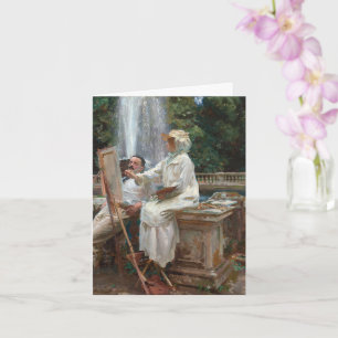The Fountain, Villa Torlonia Folded Greeting Card