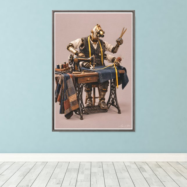 The Four Handed Tailor Canvas Print (Insitu(Wood Floor))