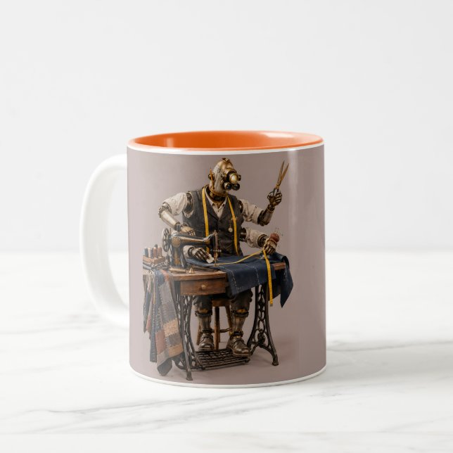 The Four Handed Tailor Two-Tone Coffee Mug (Front Left)