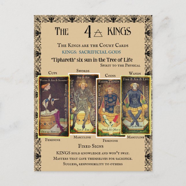 The FOUR KINGS Minor Arcana |   Postcard (Front)