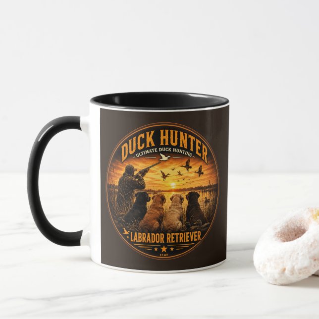 The Four Retrievers – Duck Hunting  Mug (With Donut)