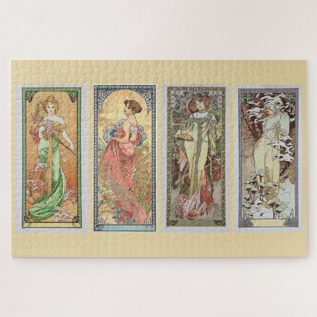 The Four Seasons 1900: An Art Nouveau by Mucha  Jigsaw Puzzle (Horizontal)