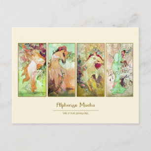 The four seasons, Alphonse Mucha Postcard