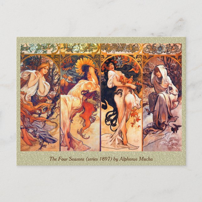 The Four Seasons (series 1897) by Alphonse Mucha Postcard (Front)