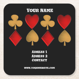 The four suits,Personalised Square Paper Coaster