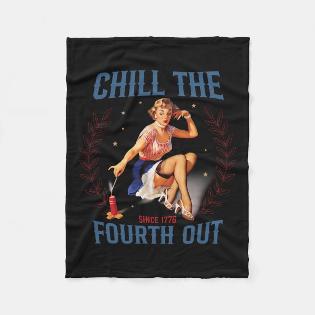The Fourth Out Retro 4th Of July  Fleece Blanket (Front)