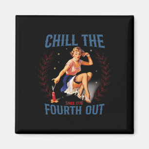 The Fourth Out Retro 4th Of July  Magnet