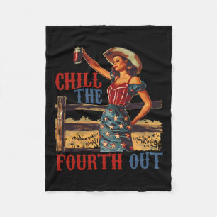 The Fourth Out Retro 4th Of July Patriotic Women 1 Fleece Blanket