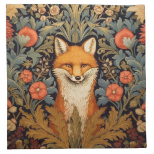 The fox and red flowers art nouveau style napkin