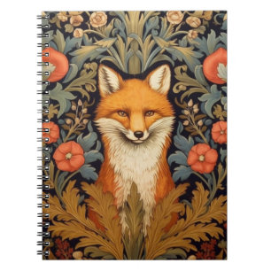 The fox and red flowers art nouveau style notebook