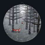 The Fox and the Forest Dartboard<br><div class="desc">A lone wild red fox stands beneath the pine trees in a dark forest. For nature,  wildlife and animal lovers.</div>