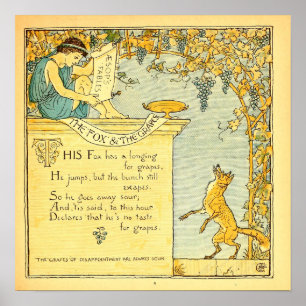 The Fox and the Grapes 1887 Walter Crane Poster