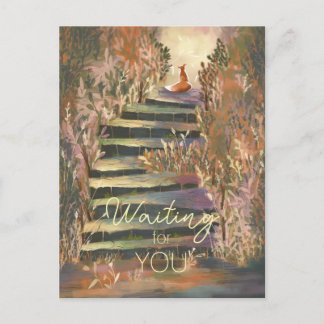 The fox in the enchanted garden customisable  postcard