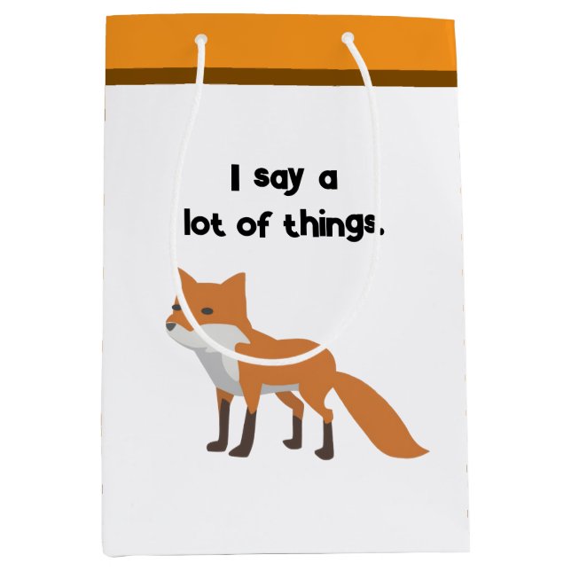 The Fox Says… Funny Internet Meme Cartoon Design Medium Gift Bag (Front)