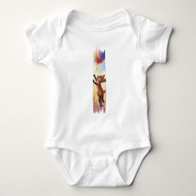 The Fox's Balloon Adventure Brushstroke Paint Baby Bodysuit (Front)