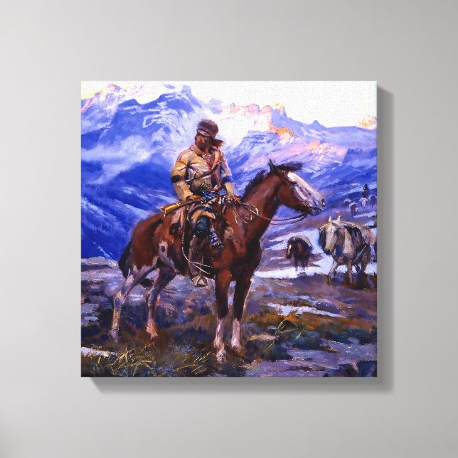 “The Free Trappers” by Charles M Russell Canvas Print (Front)