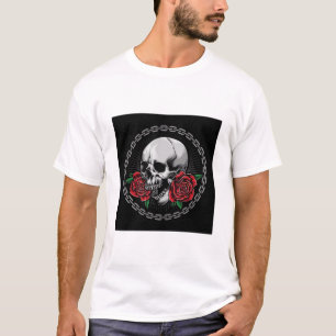 The Free Vector -Skull With Roses Logo T-Shirt