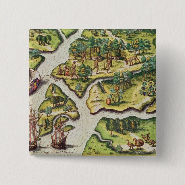 The French Arrive at Port Royal 15 Cm Square Badge (Front)