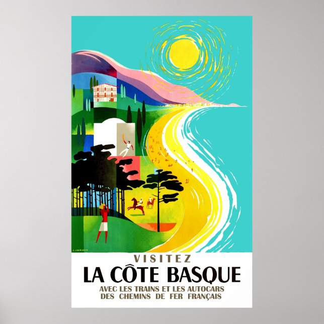 The French Basque coast, vintage travel Poster (Front)