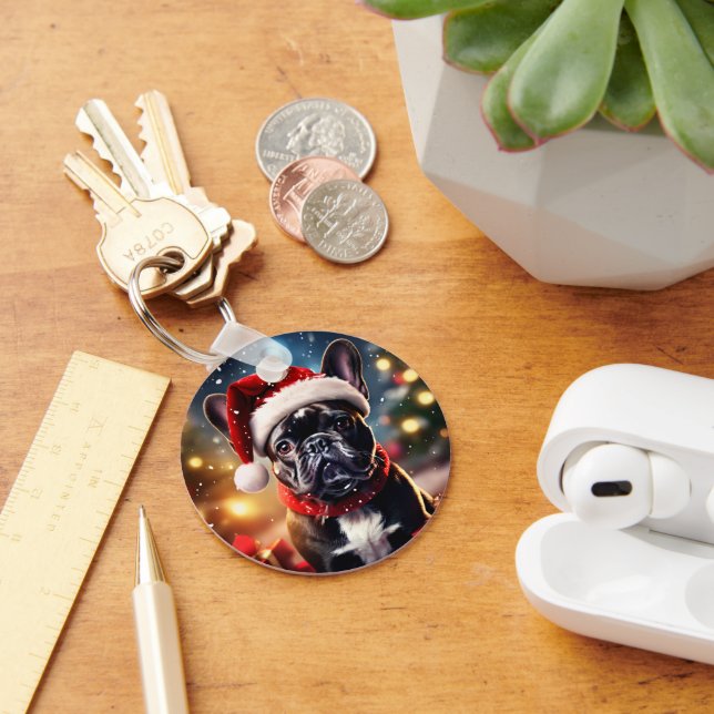 The French Bulldog Christmas Key Ring (Desk)