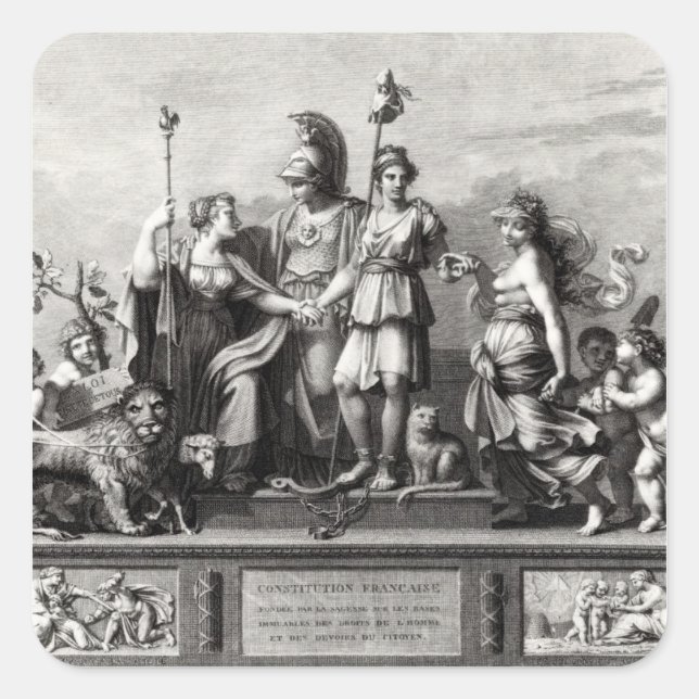 The French Constitution Square Sticker (Front)