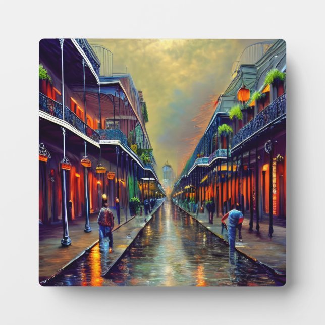 The French Quarter Street Scene Tabletop Art Plaque (Front)