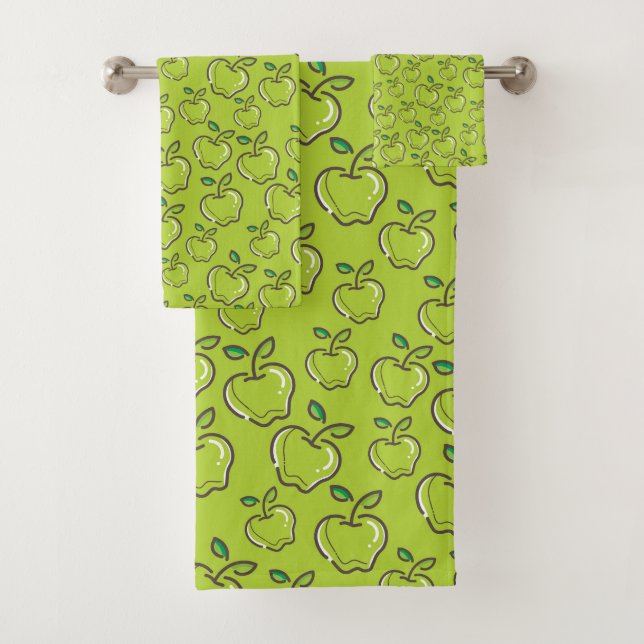 The Fresh Look of Green Apples Orchard Fruit Bath Towel Set (Insitu)