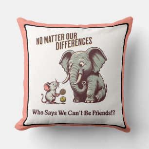 The Friendly Elephant and Mouse Cushion