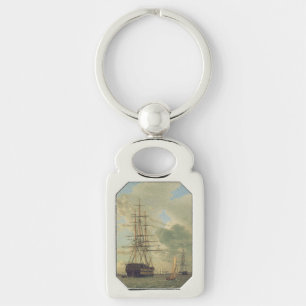 The Frigate at Anchor in the Roads Key Ring